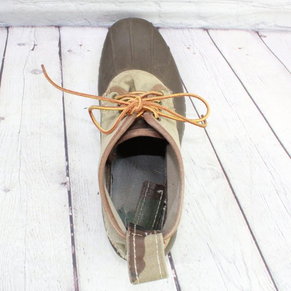 LL Bean Tan Brown Canvas Unlined Ankle Duck Boots Size 12 M - Picture 9 of 9